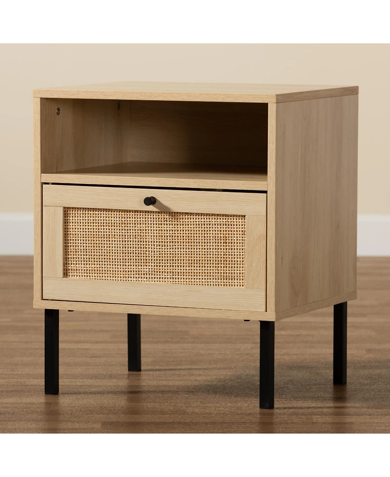 Furniture Caterina 15.7" Rattan Mid-Century End Table