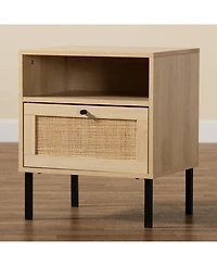 Furniture Caterina 15.7" Rattan Mid-Century End Table