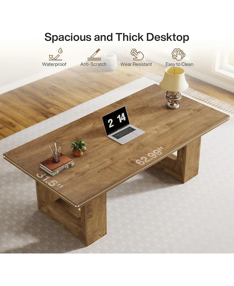Tribesigns Home Office Desk, 62.99" Large Farmhouse Executive Desk, Computer Table, Writing Table