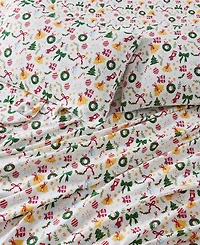 Linery & Co Ultra-Soft Turkish Cotton Flannel Christmas Print Sheet Set.