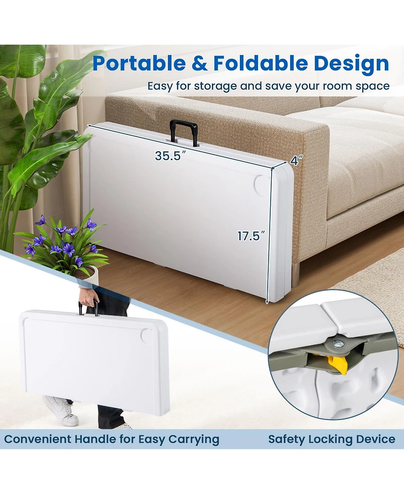 Hongge 35-Inch Folding Mahjong Table for 4 Players with Cup Holders and Card Slots