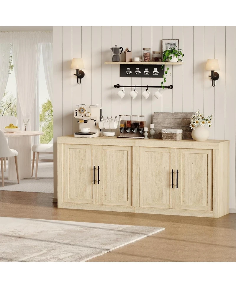Gaomon 70.8" Sideboard Buffet Cabinet with Storage, 4-Door Mid-Century Modern Wood Credenza, Coffee Bar & Media Console for Living Room