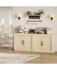 Gaomon 70.8" Sideboard Buffet Cabinet with Storage, 4-Door Mid-Century Modern Wood Credenza, Coffee Bar & Media Console for Living Room
