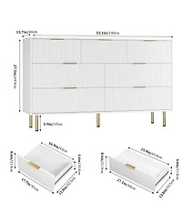 Gaomon Fluted Wood Dresser 7 Drawers Dresser for Bedroom, Large Modern Dresser with Gold Handle