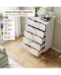 gaomon 5 Drawer Dresser for Bedroom, 48” Tall Chest of Drawers, Modern Wood Storage Organizer