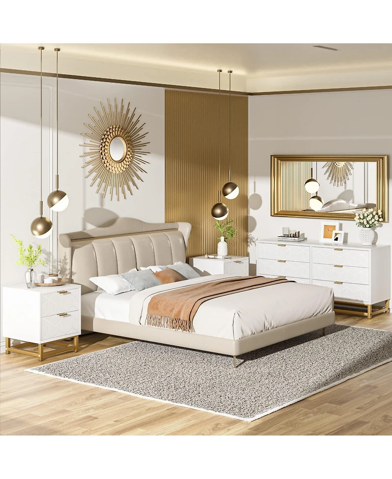 gaomon 4 Drawer Gold Metal Handles and Sturdy Mdf Construction Modern Dresser