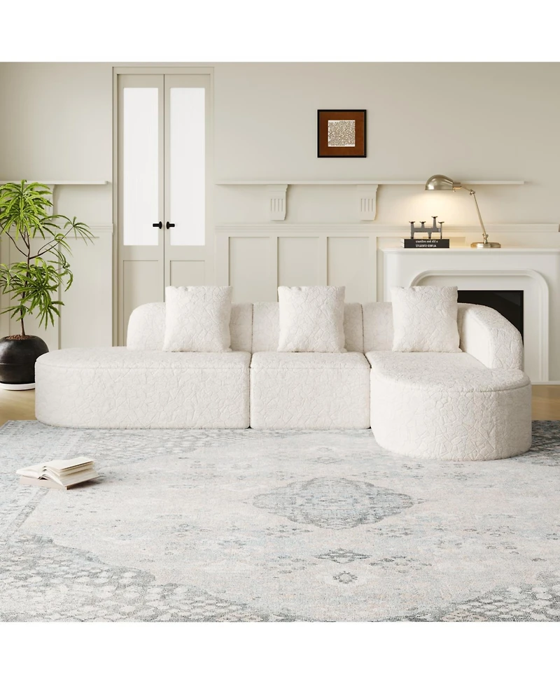 Streamdale Furniture L-shaped curved modular sofa, modern lychee-textured polyester fabric, curved backrest