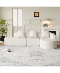 Streamdale Furniture L-shaped curved modular sofa, modern lychee-textured polyester fabric, curved backrest