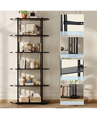 gaomon 6-Tier Wooden Bookshelf, 71" Industrial Tall Bookcase with Metal Frame