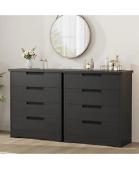Gaomon Black Wooden Dresser Chest of Drawers Dresser with Embedded Handles Design and 4 Drawer Organizer