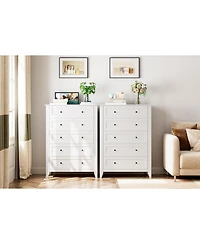 gaomon 5 Drawer Tall Dresser for Bedroom, Wooden Chest with Deep Drawers and Metal Knobs Hallway or Entryway