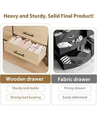 52" Wide 6-Drawer Closet Dresser, Freestanding Wooden Storage Cabinet for Bedroom & Living Room, Natural Oak