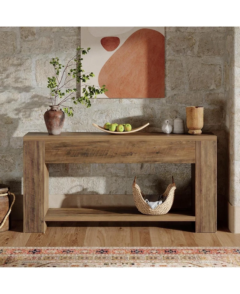 Tribesigns 70.9-Inch Console Tables for Entryway, Narrow Wooden Long Sofa Table Behind The Couch, Rustic Brown