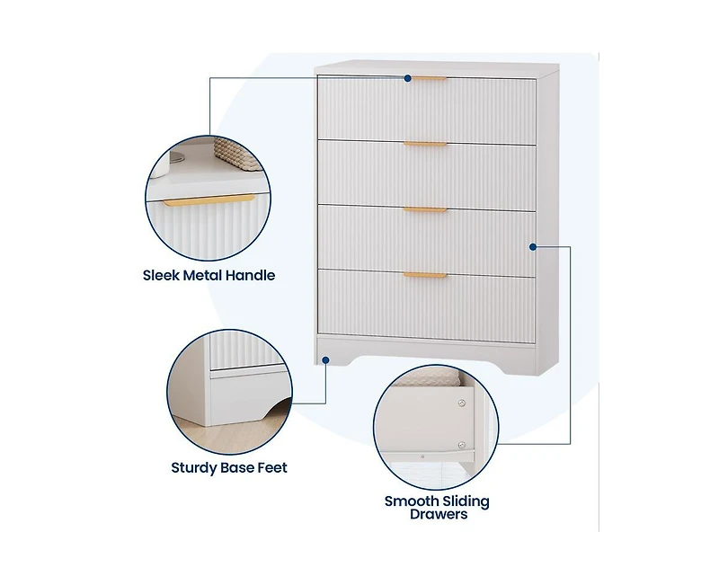 gaomon Fluted 5 Drawer Dresser for Bedroom