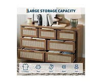 gaomon Rattan 7 Drawers Dresser for Bedroom
