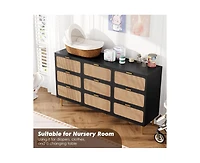 Gaomon Rattan 9 Drawer Dressers for Bedroom