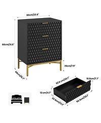 gaomon Modern 3 Drawer Dresser, Nightstand with Wide Top, Chest of Drawers