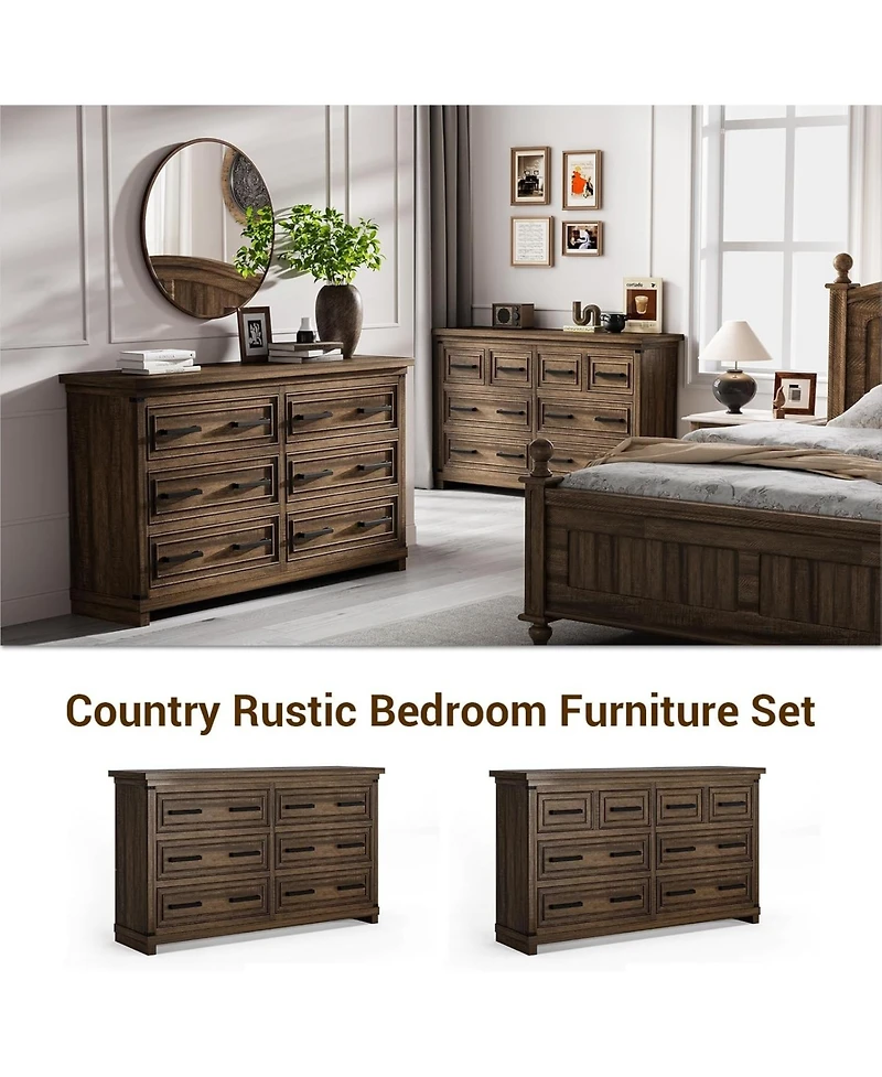 gaomon Modern 6-Drawer Bedroom Tv Cabinet, Wide Storage Dresser for Clothes Organization in Living Room, Dining Room, or Hallway