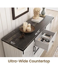 gaomon 45" Farmhouse Barn Door 4-Drawer Dresser, Compact Tv Stand and Storage Chest for Bedroom or Hallway