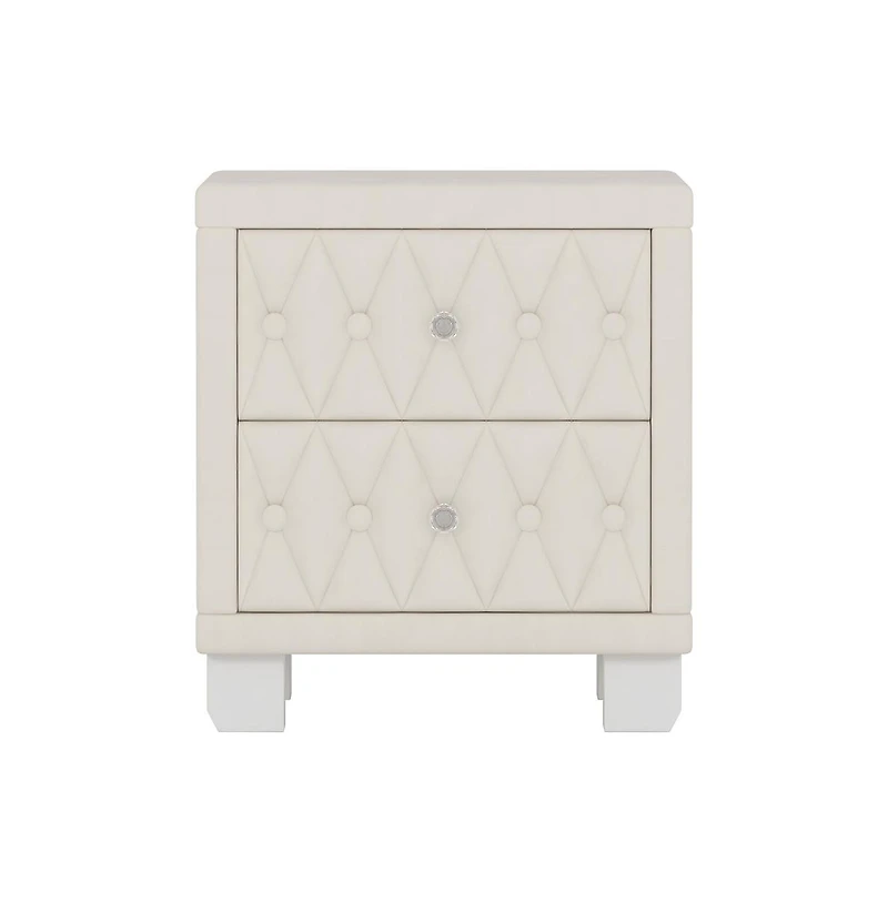 Cesicia Velvet Nightstand with 2 Drawers and Crystal Handles Elegant Storage End Table for Bedroom