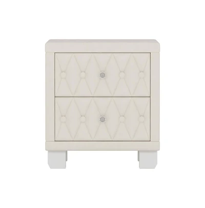 Cesicia Velvet Nightstand with 2 Drawers and Crystal Handles Elegant Storage End Table for Bedroom