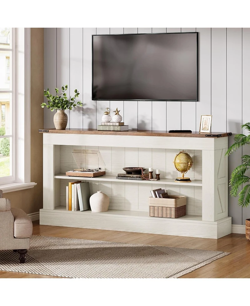 Tribesigns 63-Inch Long Console Table for Entryway, Narrow Farmhouse Sofa Table with Shelves