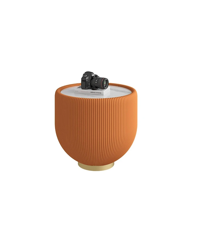 Streamdale Marble Pattern Leather Edge End Table