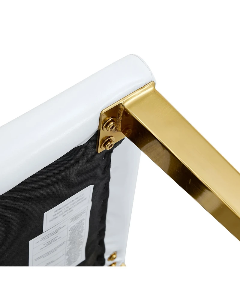 Streamdale Furniture White Pu Leather Chairs, Gold Legs (Set of 2)