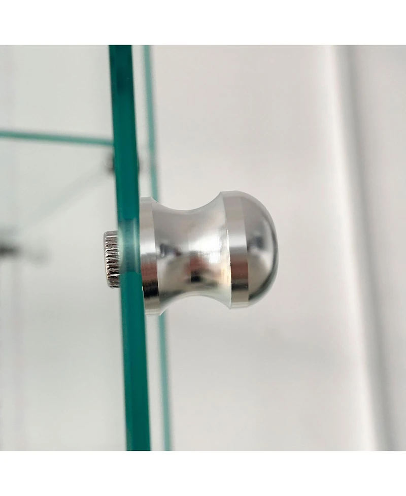 Streamdale Black Tempered Glass Display Cabinet with Lights & Locks