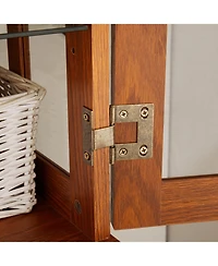 Streamdale Furniture Vintage Curio Cabinet - Glass Doors, Adjustable Shelves, Dark Oak