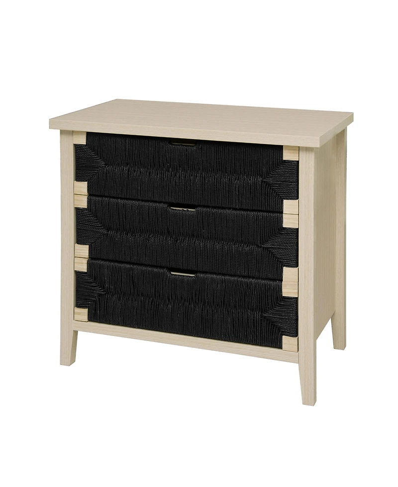 Streamdale Furniture Streamdale 3 Drawer Buffet Sideboard - Woven Rope Drawers