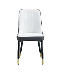 Streamdale Modern Dual Tone Pu Leather Dining Chair, Black Legs, Set of 4