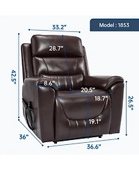 Streamdale Furniture Streamdale Power Lift Recliner w/ Massage & Heat, 350 Lbs, Brown
