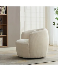 Streamdale Furniture 34" Wide Corduroy Swivel Barrel Chair with Pillow