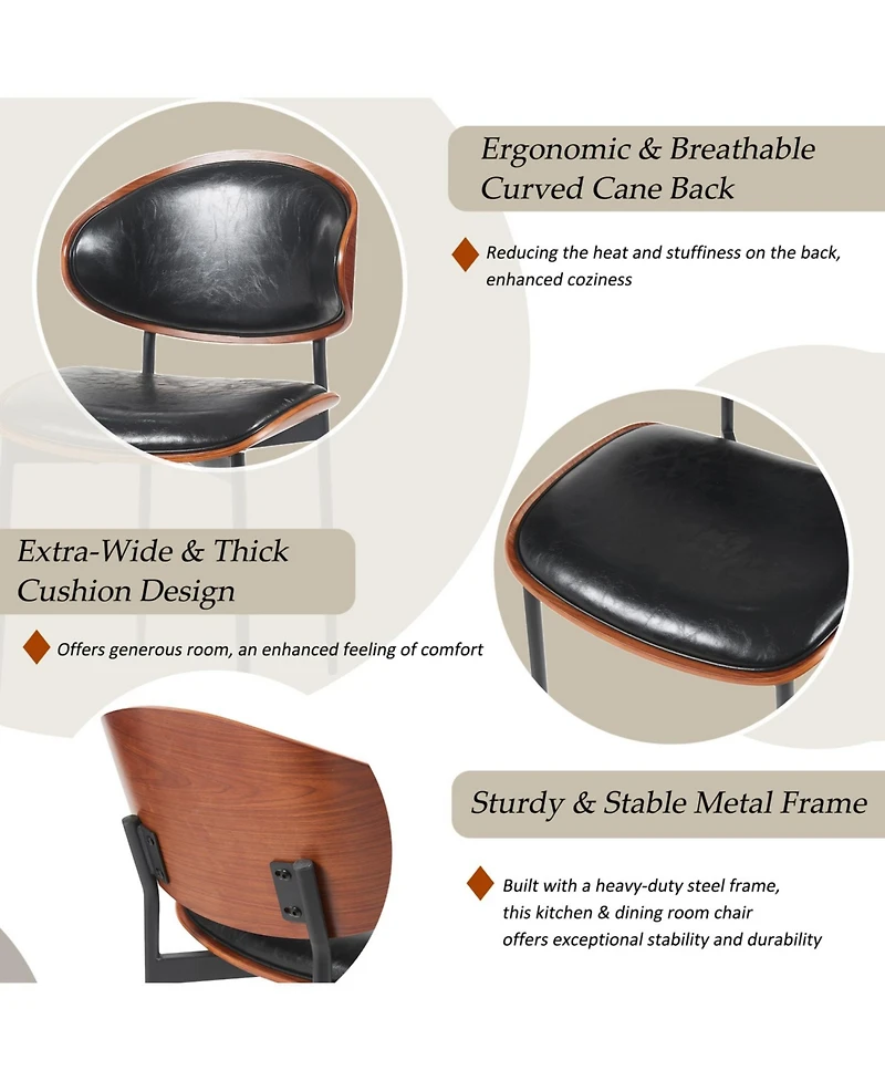 Streamdale Furniture Bentwood Dining Chairs - Set of 2 Leather Seats