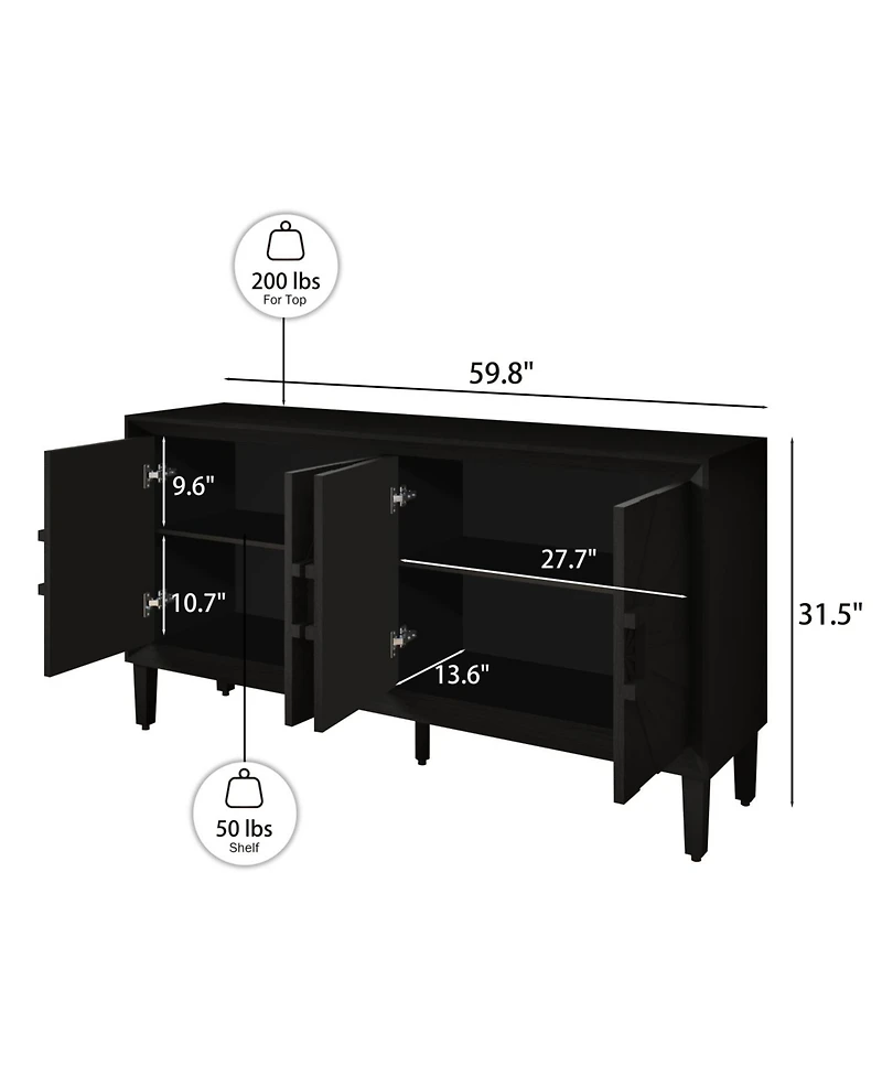 Streamdale Furniture Rustic Black Farmhouse Credenza