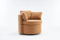 Simplie Fun Teddy Fabric Swivel And Storage Chair With Back Cushion For Living Room, Khaki