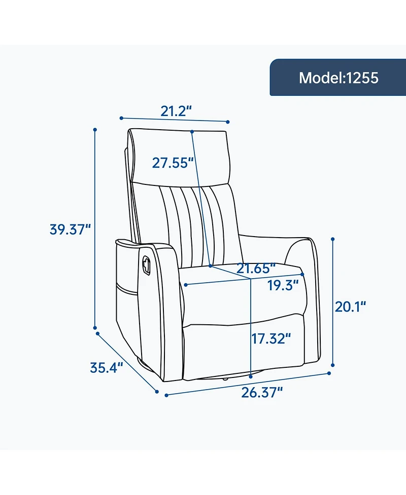 Streamdale Furniture Grey Faux Leather Massage Recliner Rocker Swivel Chair