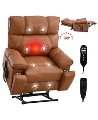 Streamdale Furniture Orange Leatheraire Power Lift Recliner w/ Heat & Massage