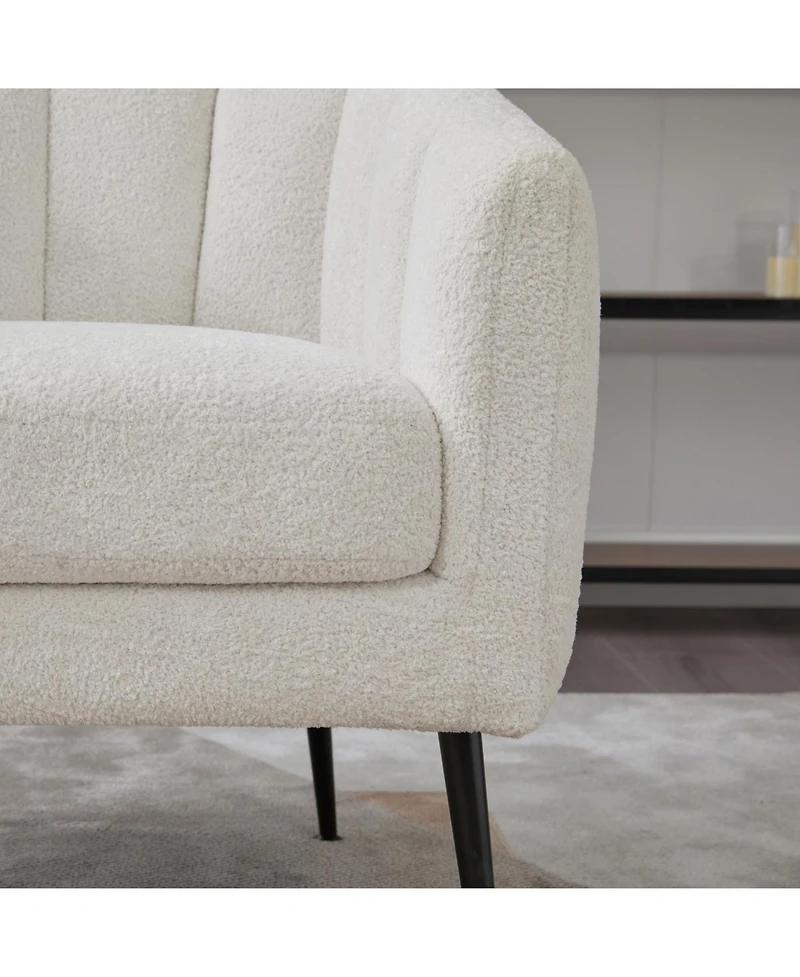 Streamdale Furniture Chenille Barrel Accent Chair - Ivory