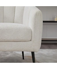 Streamdale Furniture Chenille Barrel Accent Chair - Ivory