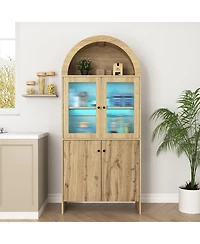 Streamdale Furniture Wood Grain Tech Dome Cabinet - Snack Storage & Led Lighting