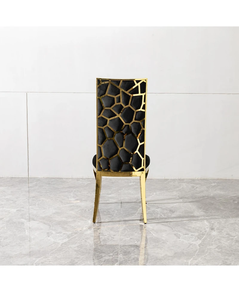 Streamdale Furniture Black Velvet Dining Chair with Unique Backrest (Set of 2)