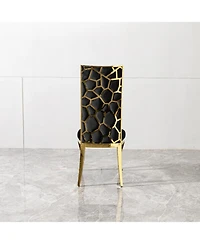 Streamdale Furniture Black Velvet Dining Chair with Unique Backrest (Set of 2)