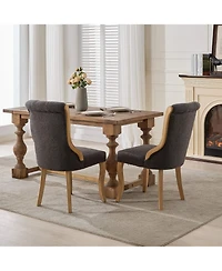 Streamdale Furniture Snow Velvet Dining Chairs, Curved Wood, Gray (Set of 2)