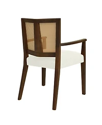 Streamdale Furniture Arm Dining Chair (walnut+beige) Set of 2
