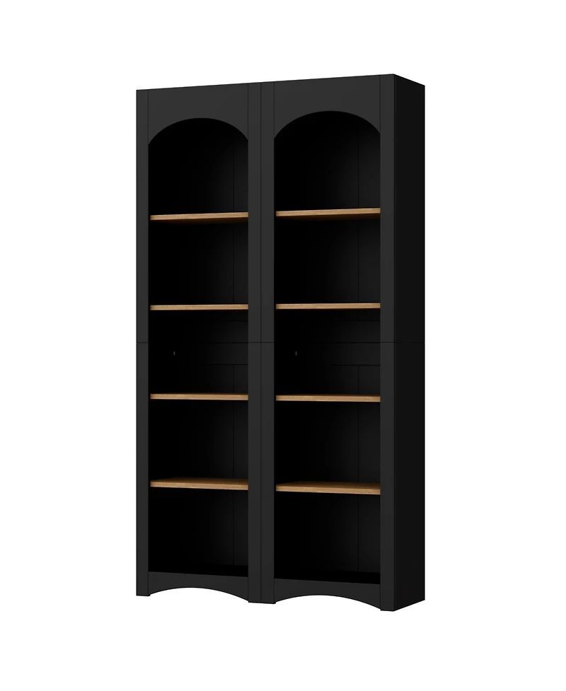 Streamdale Furniture 5-Tier Bookshelves (Set of 2), Two-Tone Cabinet, 72"H Pantry - Black