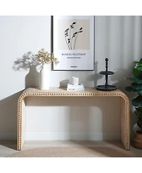 Streamdale Furniture 59in Natural Wood Console Table with Wood Beads
