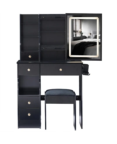 Streamdale Furniture Vanity Table with Charging Station & Led Mirror