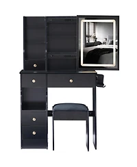 Streamdale Furniture Vanity Table with Charging Station & Led Mirror